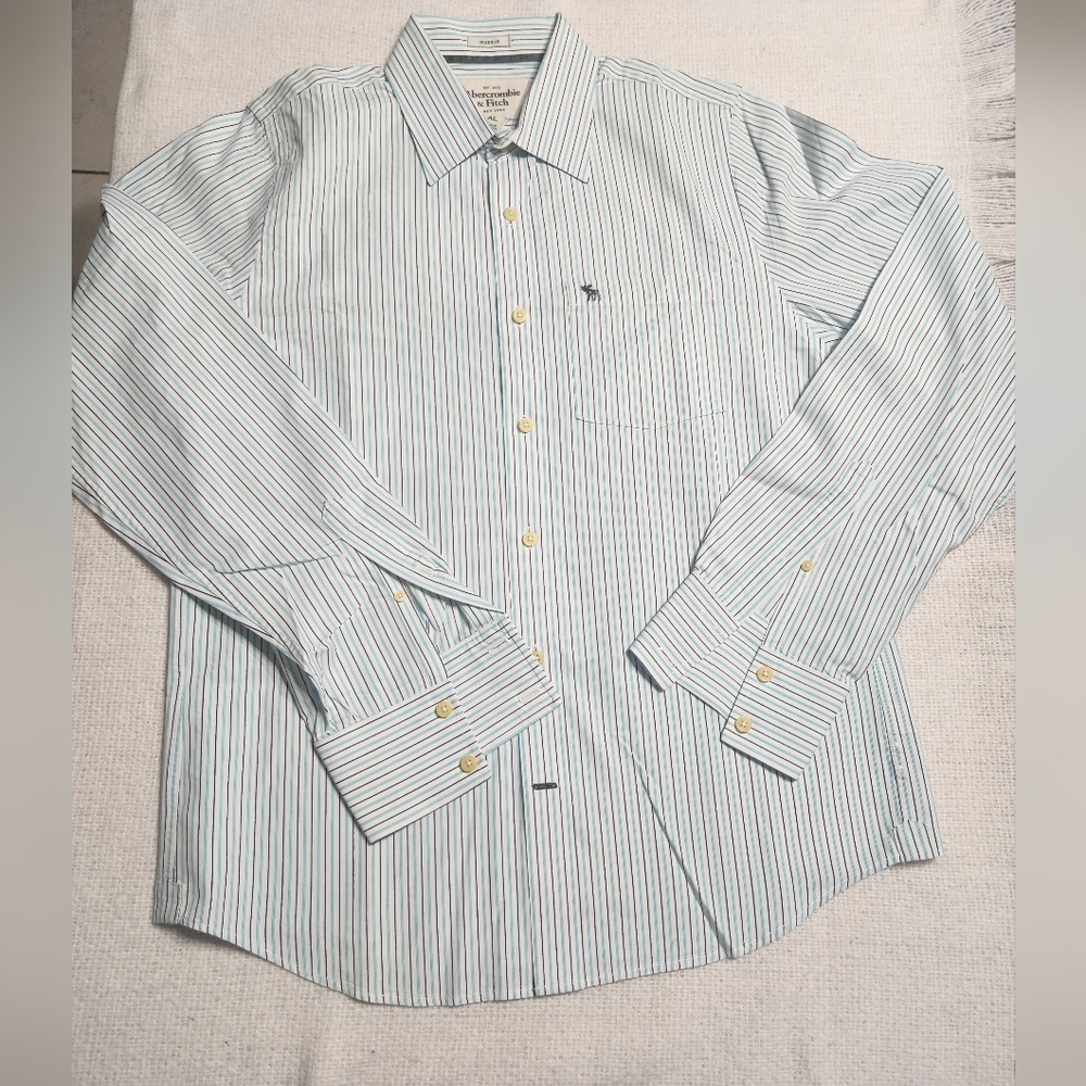 Abercrombie & Fitch Blue Striped Dress Shirt Size XL